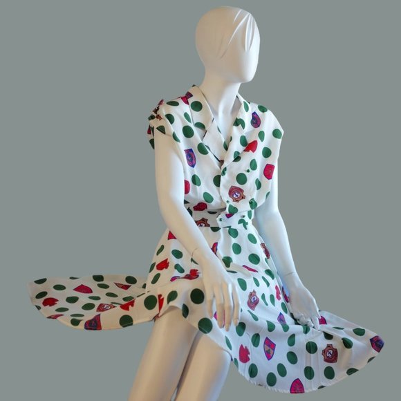 COPY - COPY - Summer Polka dots emerald green blouse and skirt matching set - Picture 1 of 5